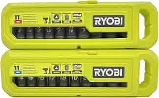 RYOBI アンサー　ISO-Ⅱ 2-53 RYOBI 1/2 in SAE & Metric Deep Impact Socket Set, 6 Point