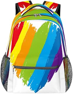 Mochilas para adolescentes, meninas, meninos, coração, arco-íris, mochila de viagem para mulheres e homens, mochilas universitárias, mochilas de trabalho, para laptop, mochila resistente à água para caminhadas, Multicor, Medium