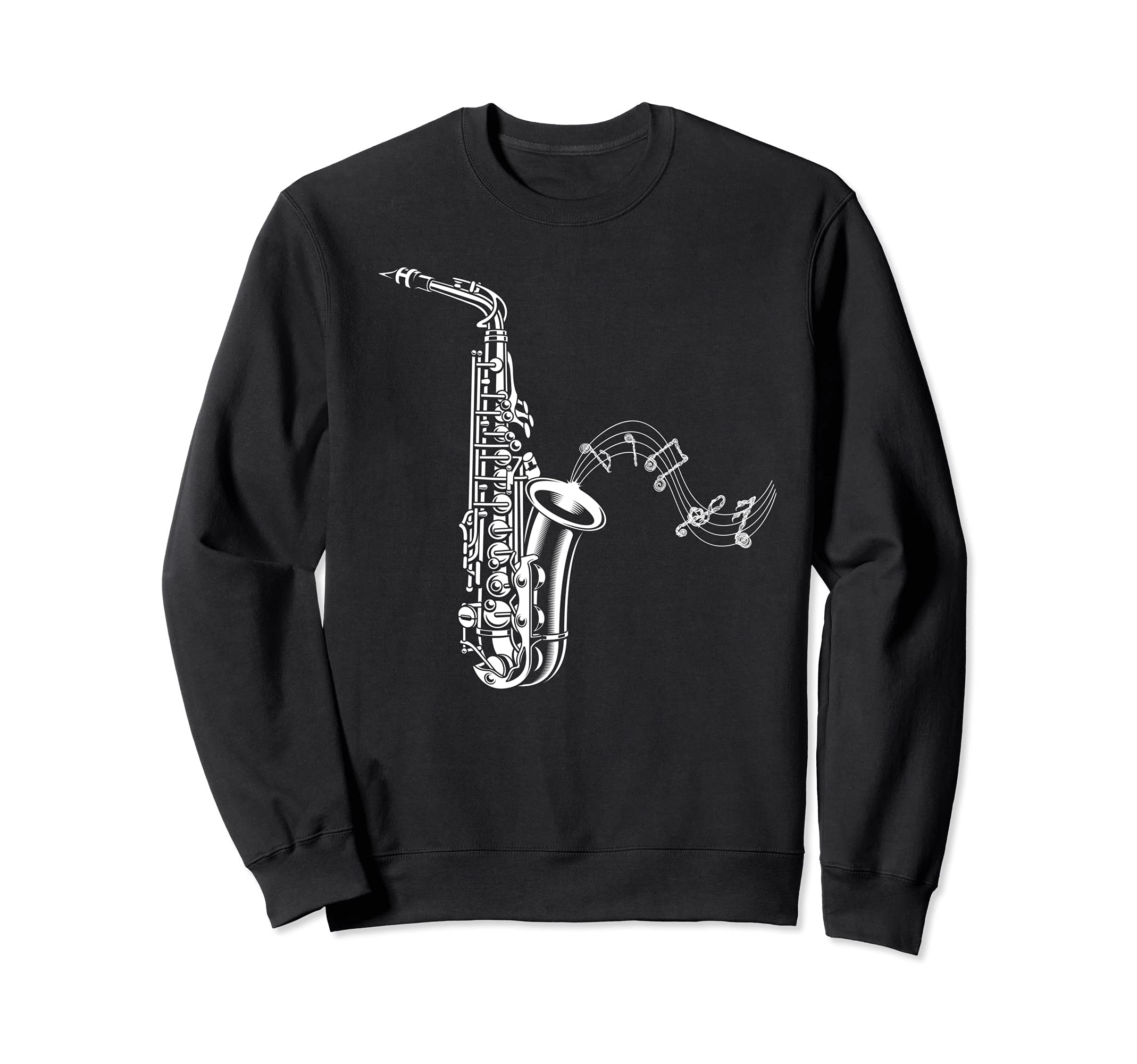Saxophonist Jazz Musician Music Notes Sax Saxophone Sweatshirt, Black