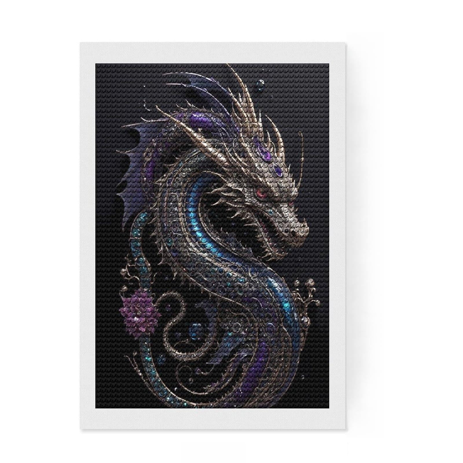 Junmoney Aesthetic Steampunk Dragon Diamond Art Canvas 8"x12", for Women, Simple to Start, Modern Decor, Gift Idea, Nice Detail and Sparkle