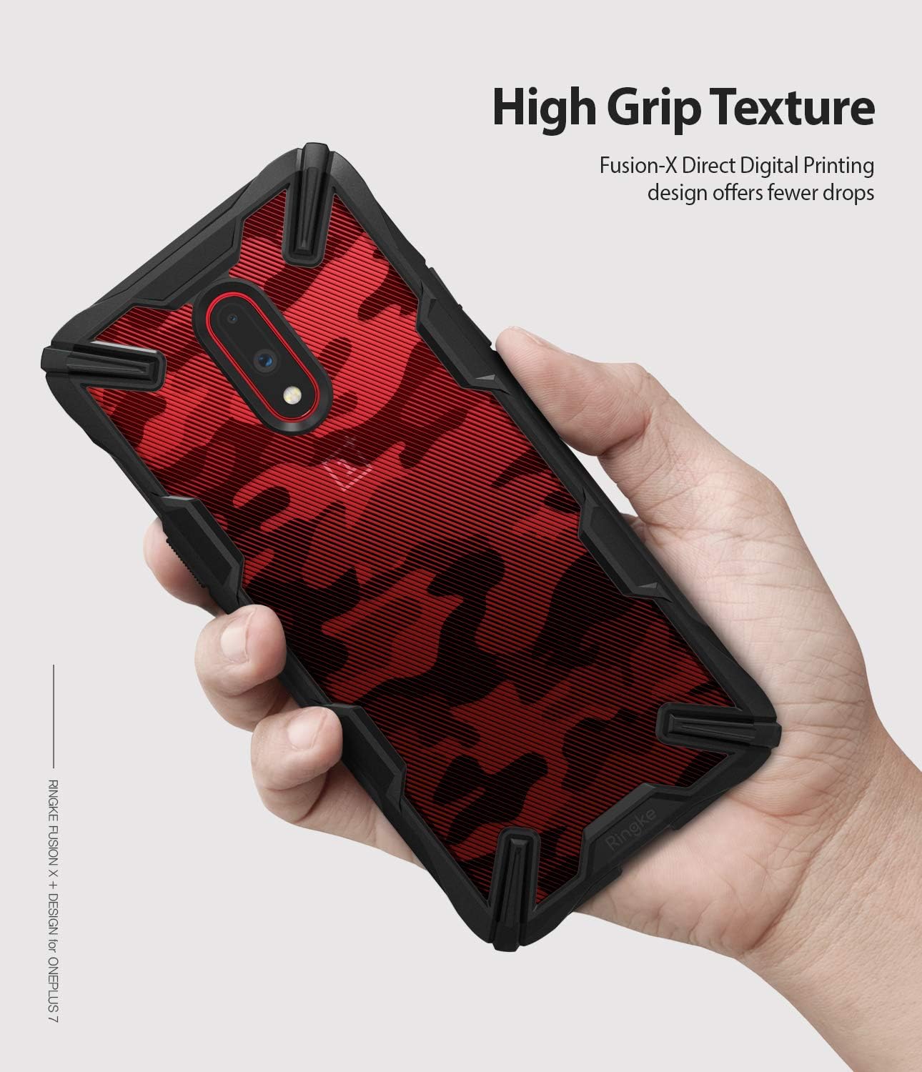 Ringke Fusion X Design DDP Compatible with OnePlus 7 Case Protection Cover (6.4") (Not for OnePlus 6T) - Camo Black