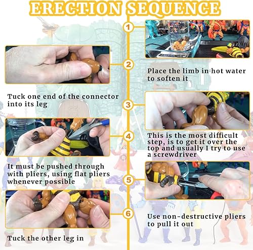 Miniatura 5 de 10 piezas de banda de pierna de repuesto para Motu Serie Original Figuras de acción Masters of the Universe Toy Leg Connector Sorting Stacking Toys