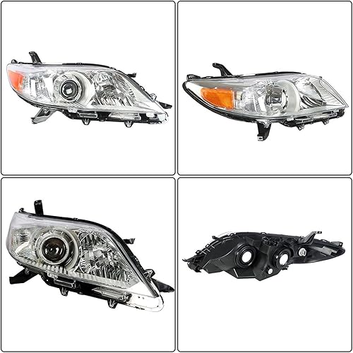Miniatura 6 de Paquete de 1 conjunto de faros delanteros cromados, lente transparente, halógeno, repuesto para Sienna 2011-2013