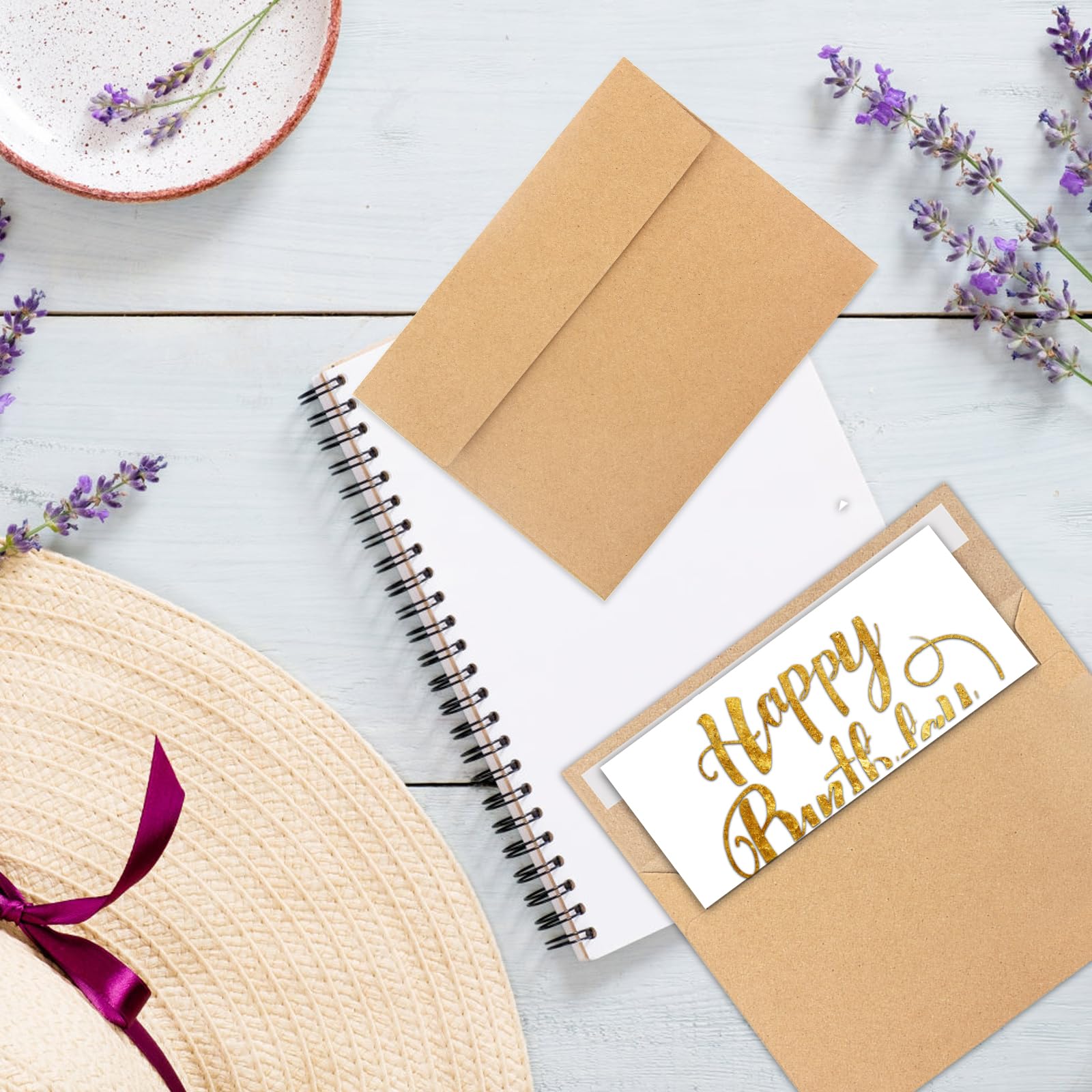 Briefumschläge aus Kraftpapier, Karten Umschläge, A4, 10,2 x 15,2 cm, selbstklebend, für Hochzeiten, Grußkarten, Versand, Einladungen, Fotos, Postkarten, 50 Stück