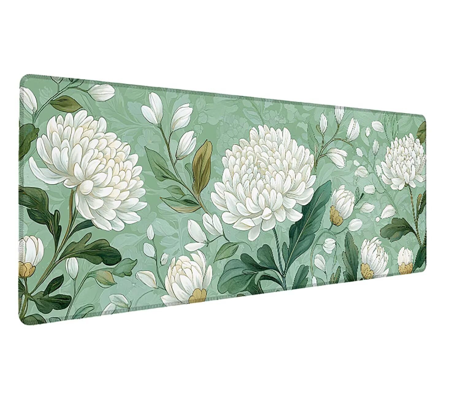 Podkładka pod mysz do gier XXL zielony kwiat, podkładka pod mysz XXL - 1400 x 600 x 3 mm, podkładka pod mysz matowa, bardzo duża z tkaniny, antypoślizgowa podstawa, dla graczy, osobista -43143
