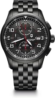 Relógio Aviador Masculino Airboss Edição Preta Automática com Pulseira de Aço Inoxidável, 22 (Modelo: 241741)
