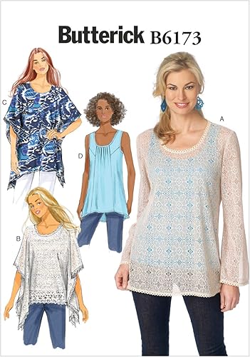 Butterick Patterns B6173A50 Plantilla y top de costura para túnica de señoritas, A5 (6-8-10-12-14)