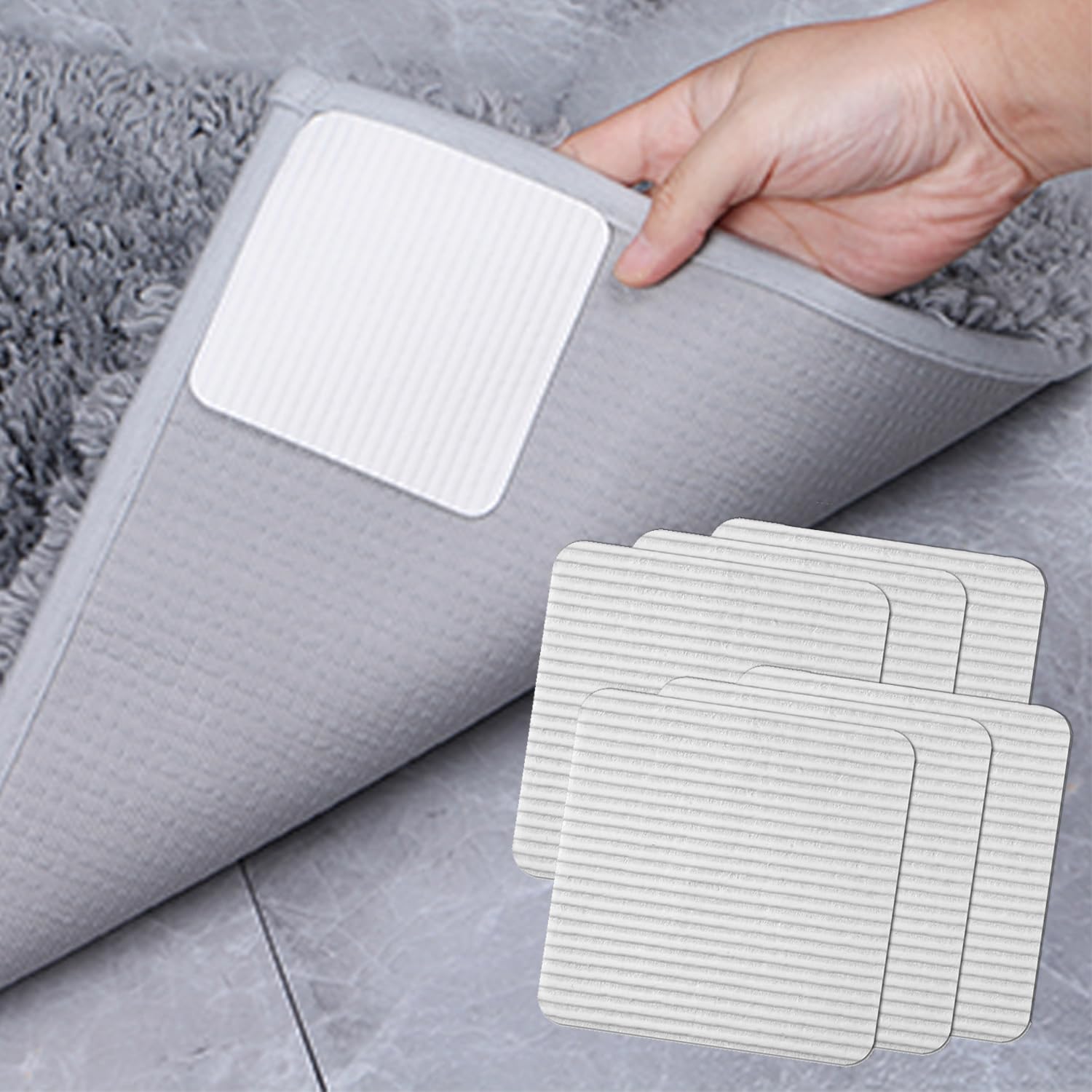 – Anti Slip Mat Grippers for Rugs on Wooden Floors Vacuum Tech Rug Pad Gripper Washable Cuttable Reusable Carpet Grippers Non Slip Rug Pads Keep Your Rug in Place 6 pieces