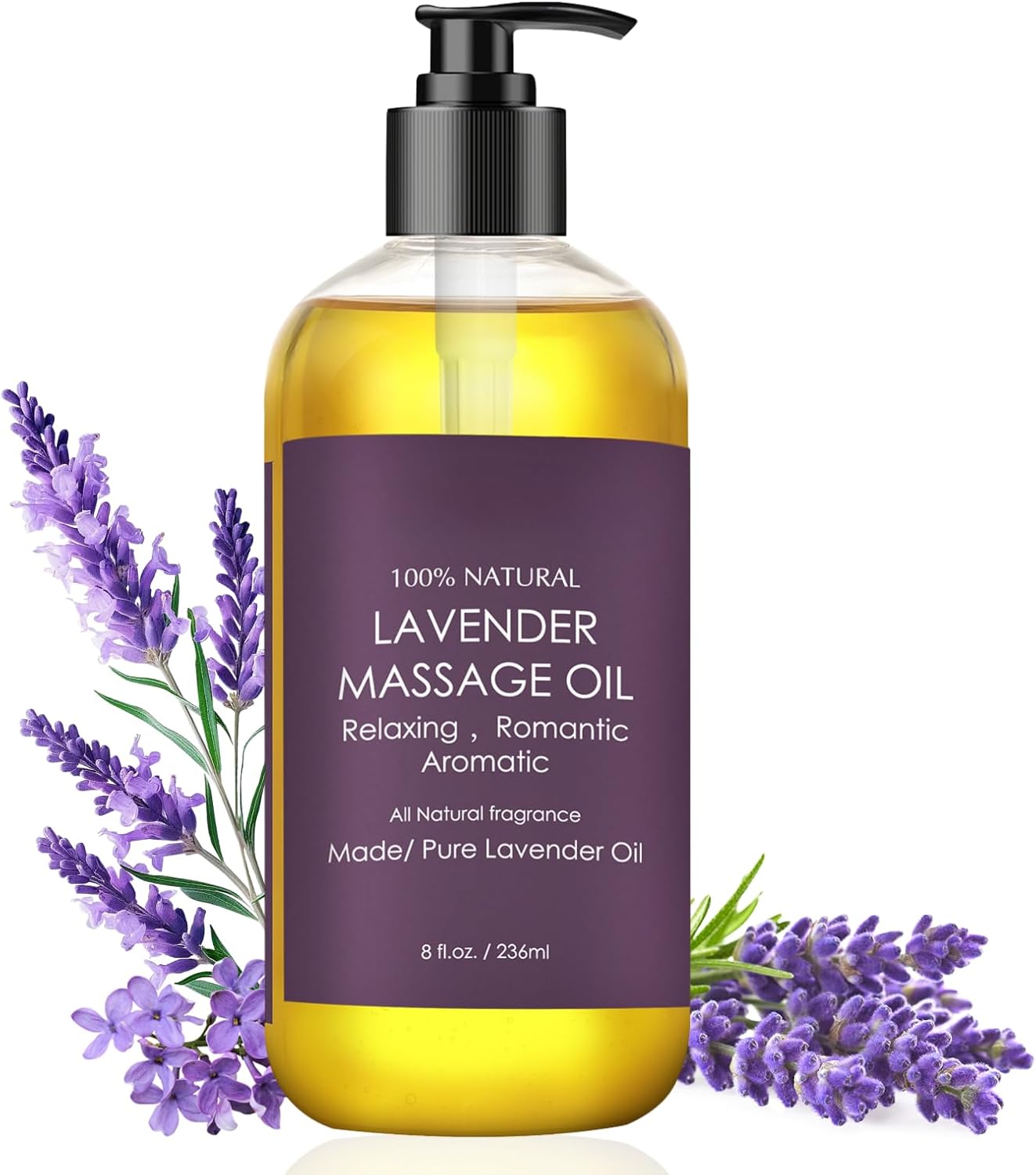 Lavender Massage Oil for Relaxing Muscles – Lavender Massage Oil Body,Hand,Leg,Foot – Body Oil for Relief Skin – Lavender Oil Moisturizer for Women,Men Skin Care (236ml)