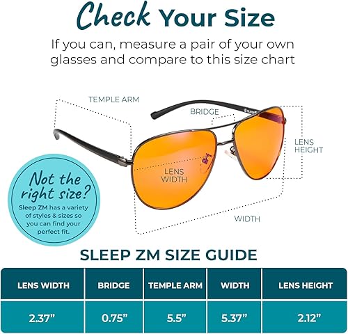 Miniatura 6 de Sleep ZM Gafas de aviador de metal con luz azul, 99.9 % de bloqueo de luz azul naranja, mejor sueño y reducción de la fatiga ocular, lentes de