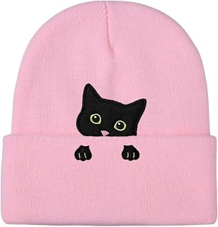 Cat Embroidered Beanie for Women & Men - Cute Winter Hat, Cat Lover Gifts, Mom & Teen Girls