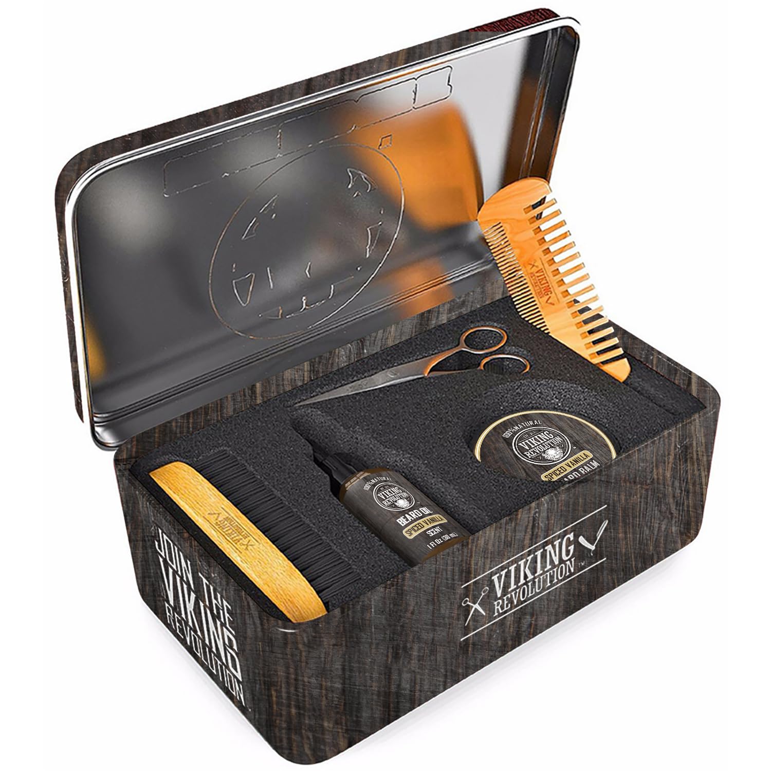 Viking Revolution - Ultimate Beard Kit Spiced Vanilla - Beard Grooming Kit for Men with Beard Brush, Beard Comb, Beard Balm, Beard Oil, Beard and Moustache Scissors - Husband Gifts for Men - Image 8
