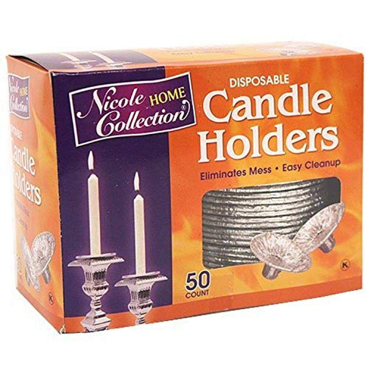 Silver Aluminum Disposable Candle Holders (50 PC) - Perfect for Weddings, Parties & Catered Events