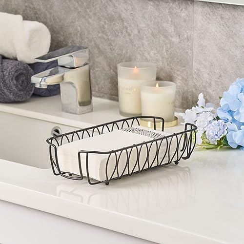 Vista 167 de Bandeja de acrílico para toallas de invitados para baño, soporte vertical para toallas de mano desechables, organizador de servilletas impermeable A