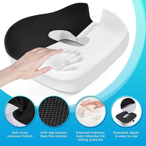 Miniatura 3 de anzhixiu Almohada de dona blancanegra para hemorroides, dolor de coxis y poscirugía - Almohada para hemorroides para silla de oficina, asiento de