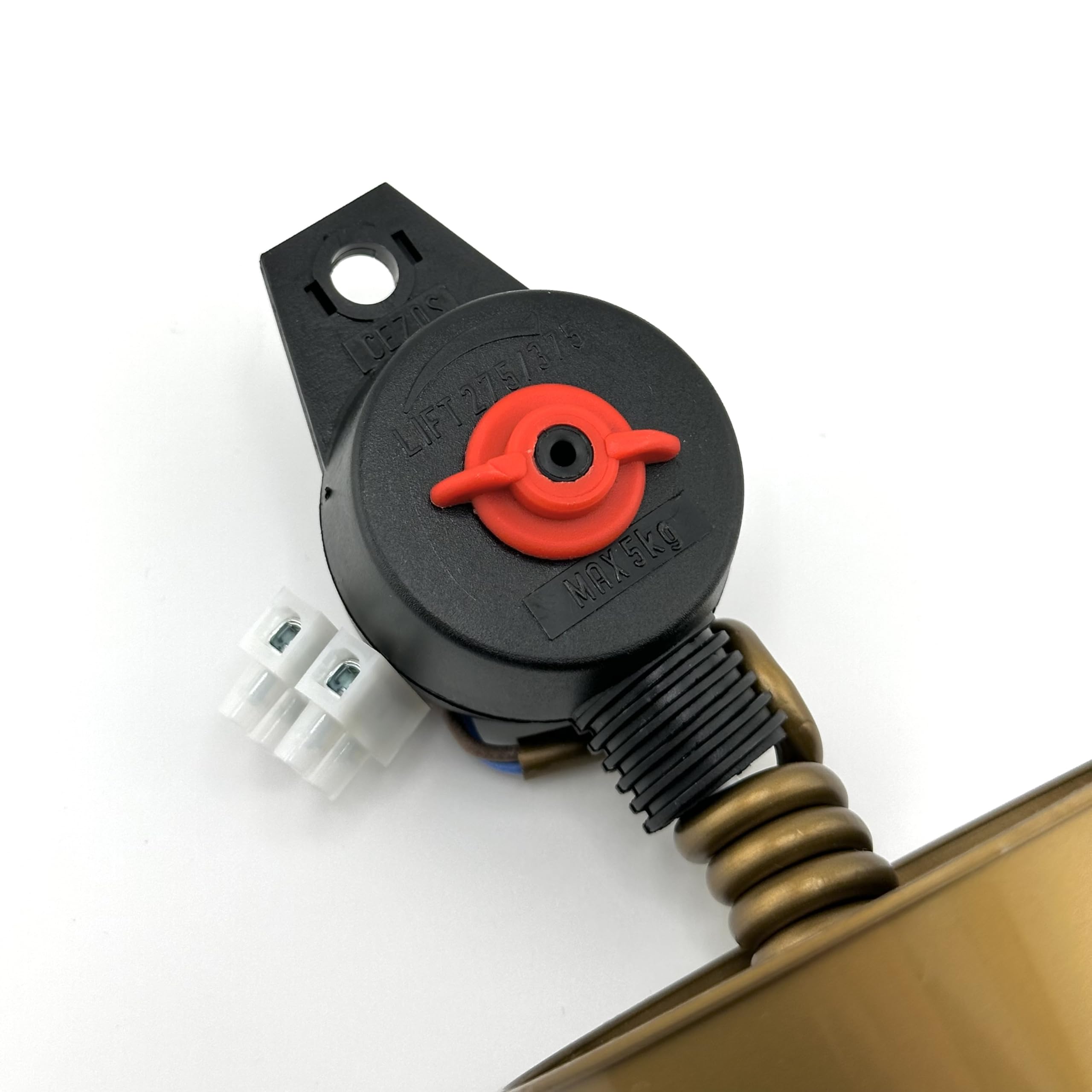 ORION LIGHTSTYLE Lampadario a sospensione con cavo a spirale, lunghezza 400-1200 mm, attacco E27 con anello a vite, carico massimo 5 kg, pendolo a traino, plastica, oro