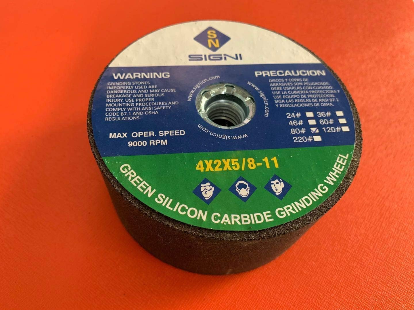 SIGNI 4-Inch Green Grinding Stone,4X2X5/8-11 Threaded Arbor, 80 Grit Abrasive Grinding Wheel for Angle Grinder, Ideal for Stone Surface Grinding Shaping
