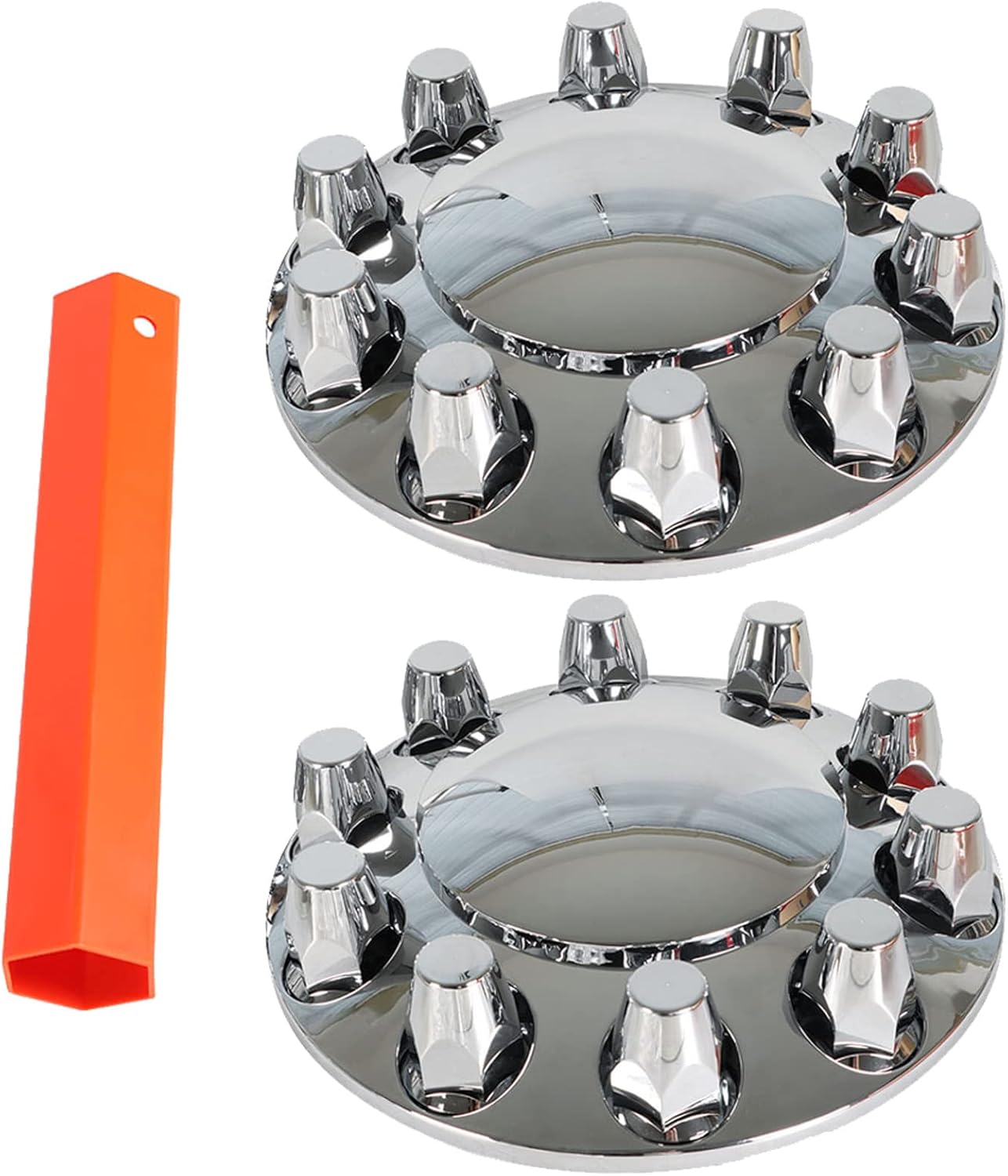 2-Pack Wheel Hub Covers Axle and 33mm Nut Covers Plastic Chrome Front Wheel Screw-on Replacement for Semi Truck