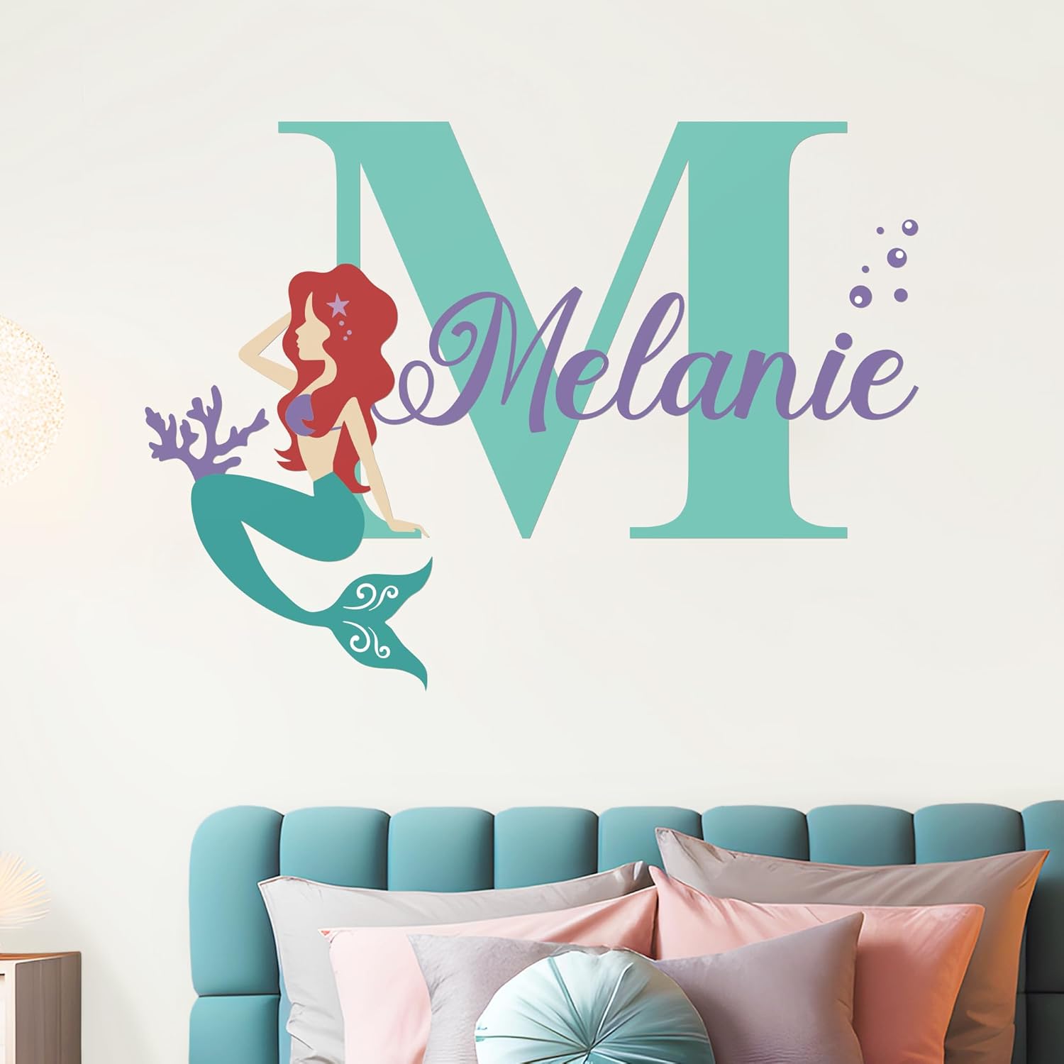 EGD Multiple Font Name & Initial Little Mermaid Wall Decor | Girls Room Decor | Mermaid Birthday Decorations | Name Wall Decor | Mermaid Decorations | Wall Decal | Multiple Size and Color Options