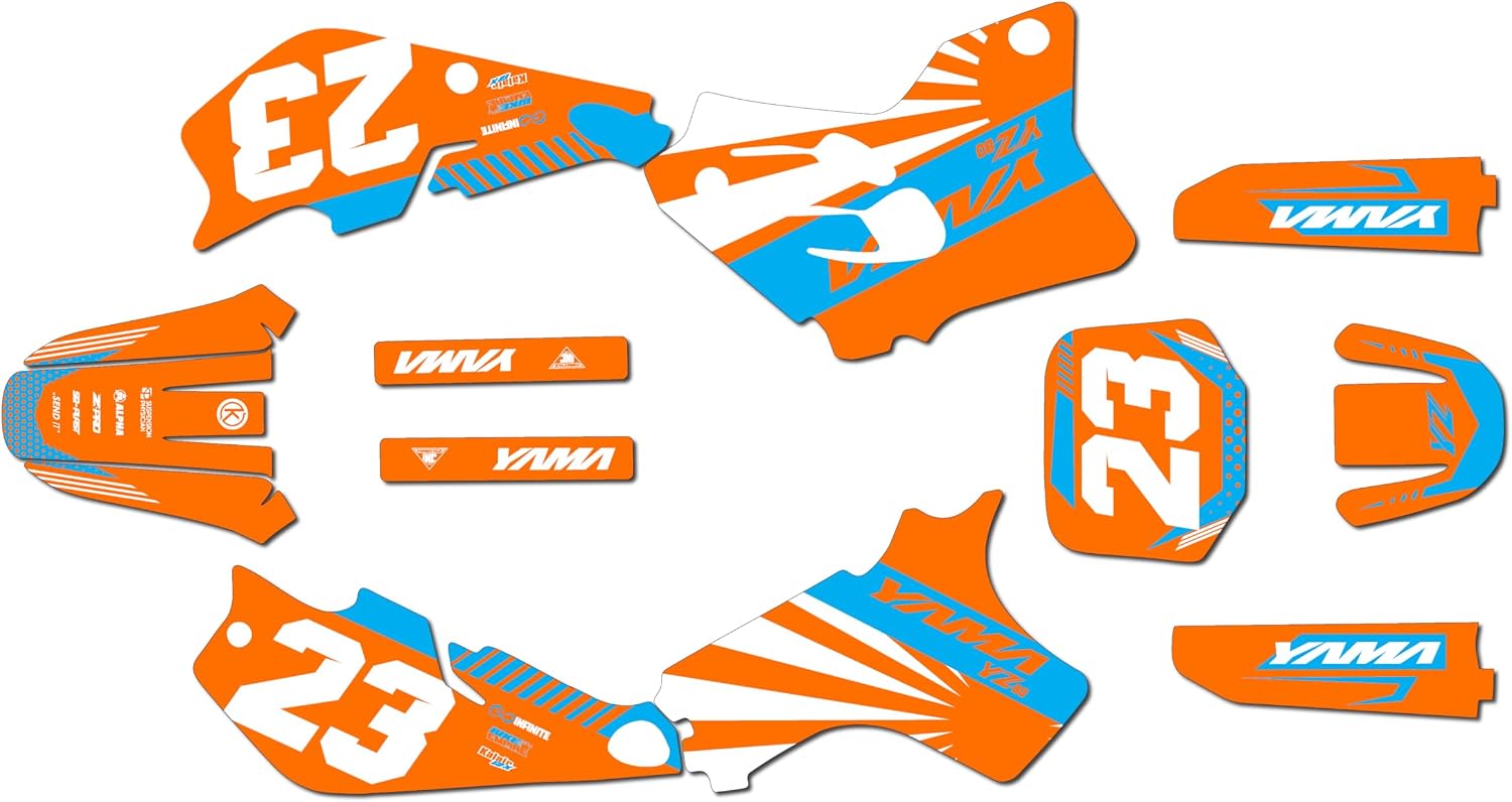 Graphics Kit for Yamaha YZ80 (1993-2001) FH Series Orange 16 Mil-Dirt bike Custom Racing Graphics Decals Stickers Kit, no-plastics