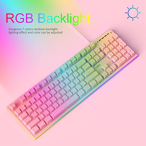 Miniatura 2 de MageGee GT838 - Combo de teclado y mouse para juegos, 104 teclas RGB retroiluminados silenciosos con cable para computadora portátil, PC MAC, con