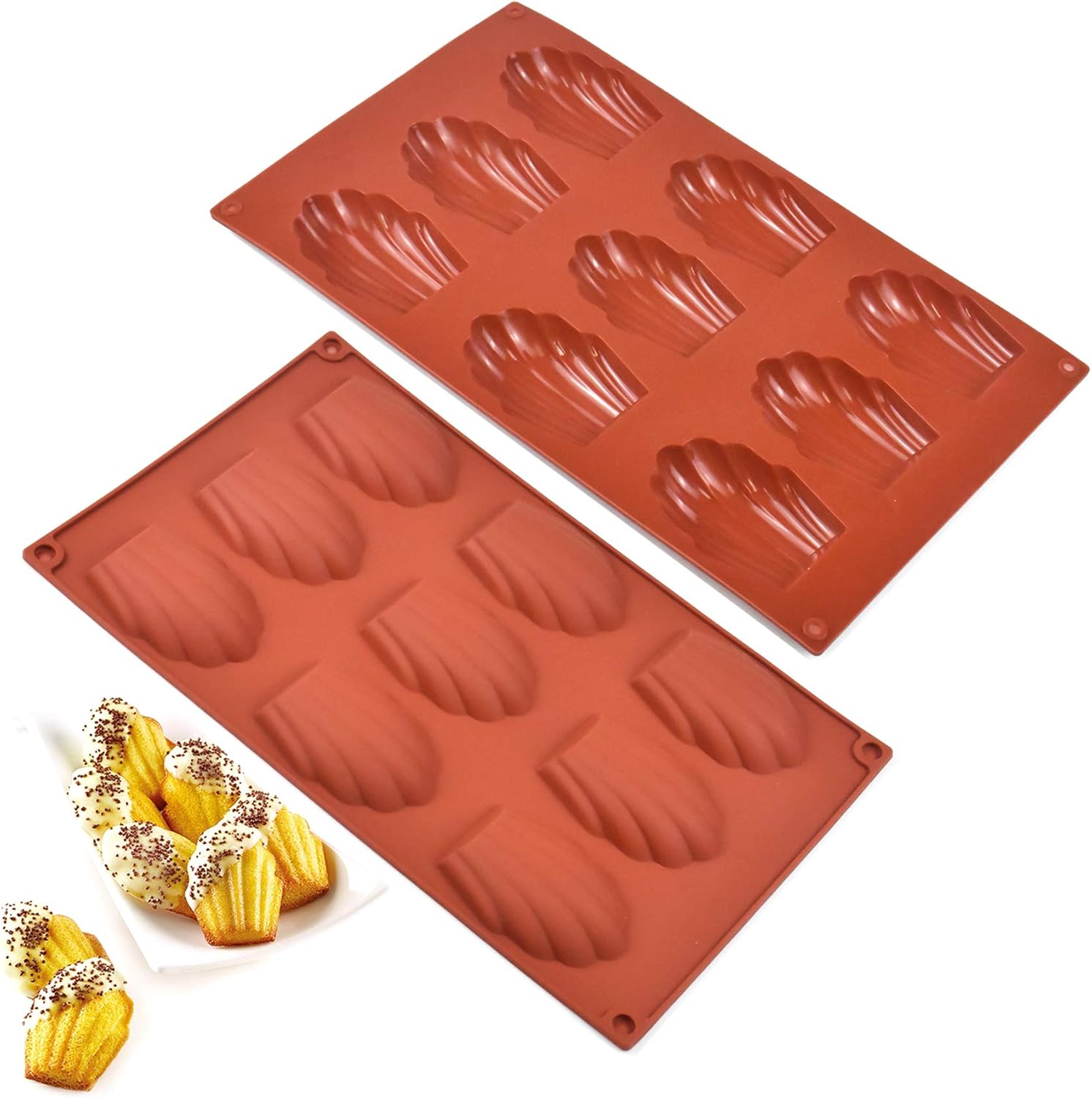 2 Pcs Madeleine Moulds for Baking, French Madeleine Cake Mould Tin, 9