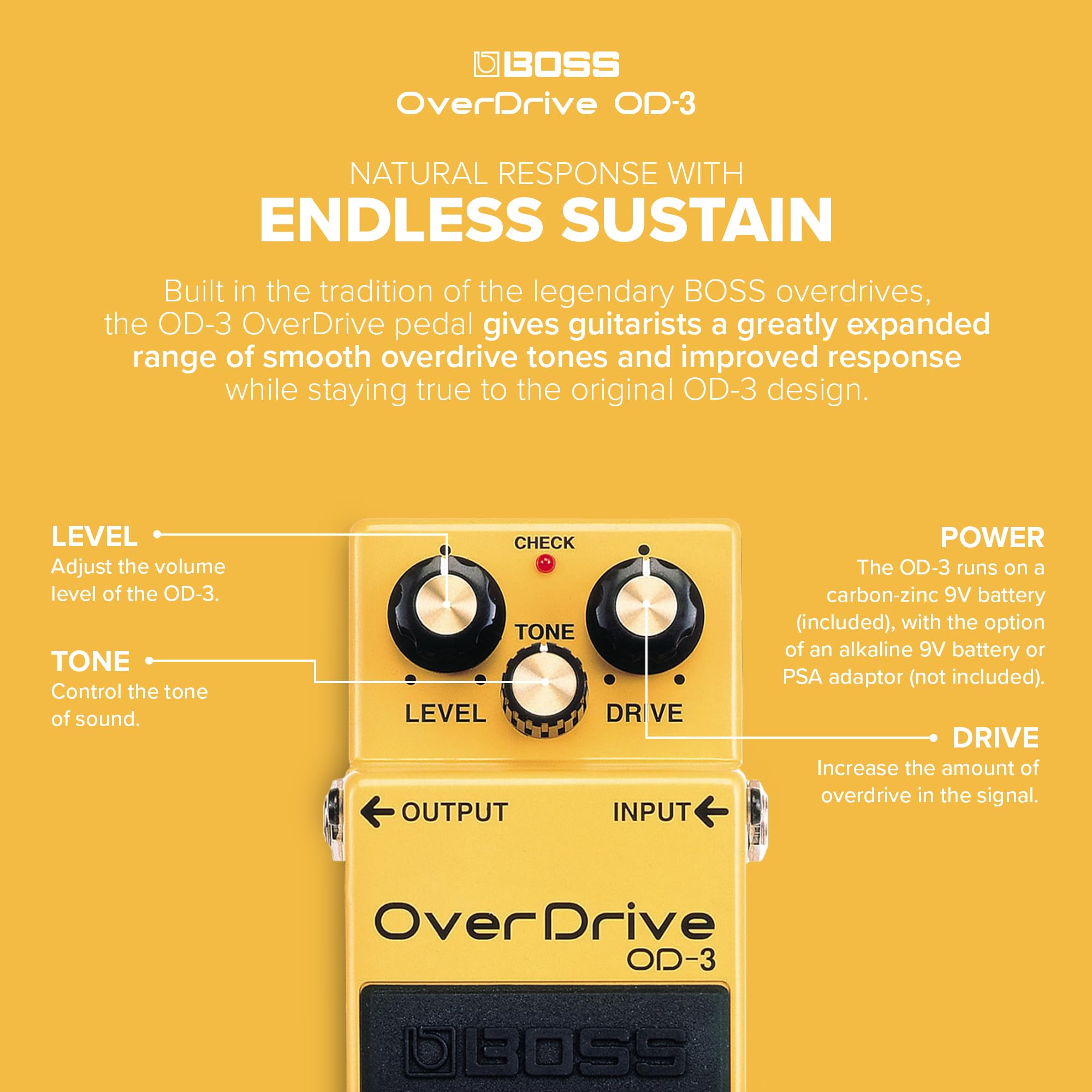 Amazon | BOSS OverDrive OD-3 黄色 | ディストーション・オーバー