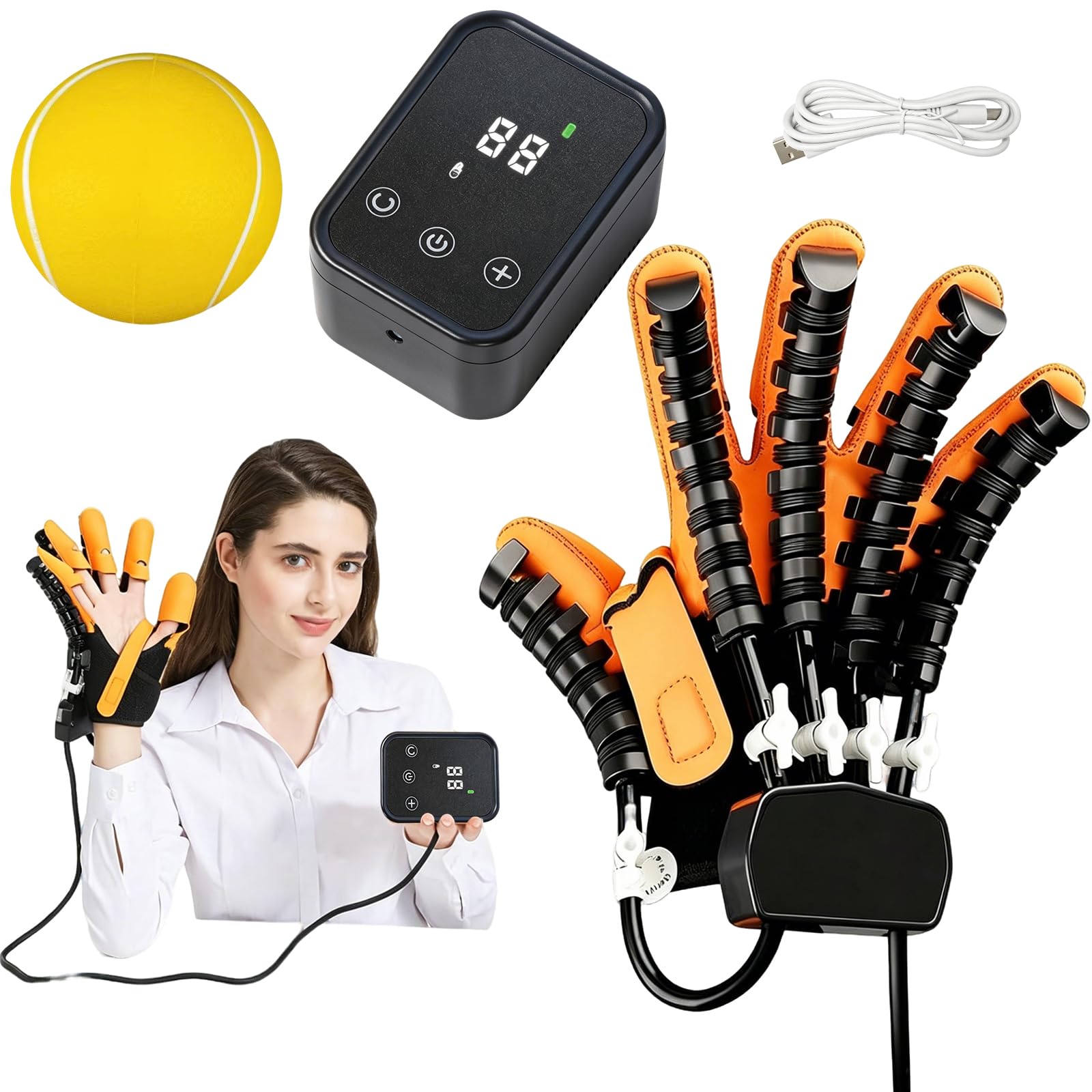 Guanto robotizzato riabilitazione, modalità/intensità regolabili, ricaricabile allenamento dita/mano, disturbi manuali, XL mano destra