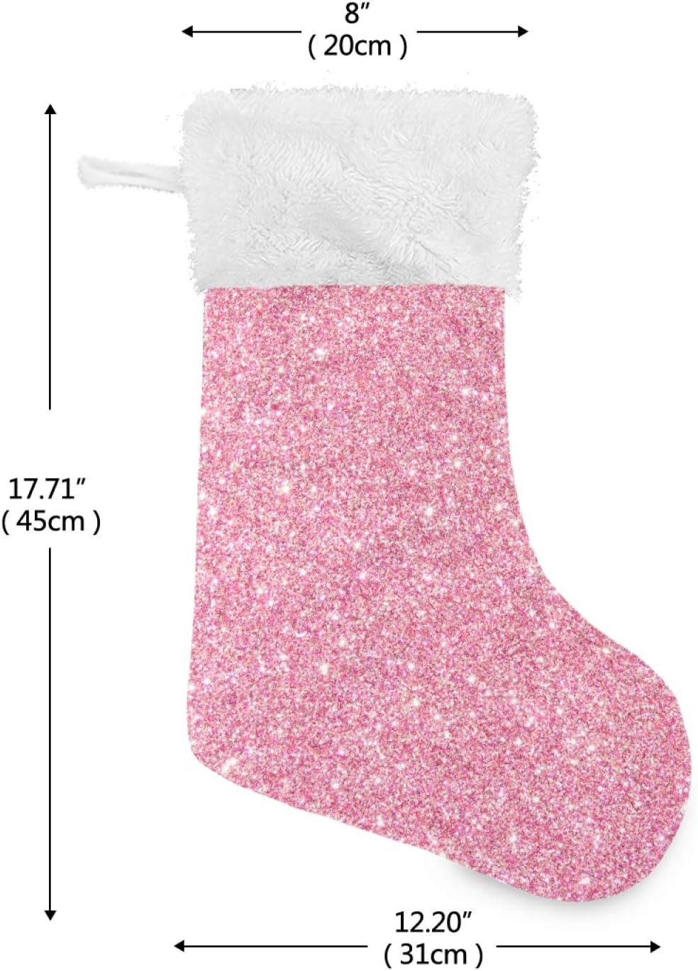 Qilmy Pink Christmas Stockings Personalized Christmas Stocking 18 Inch Large Xmas Stocking for Holiday Family Party Decor Xmas Gifts - Image 2