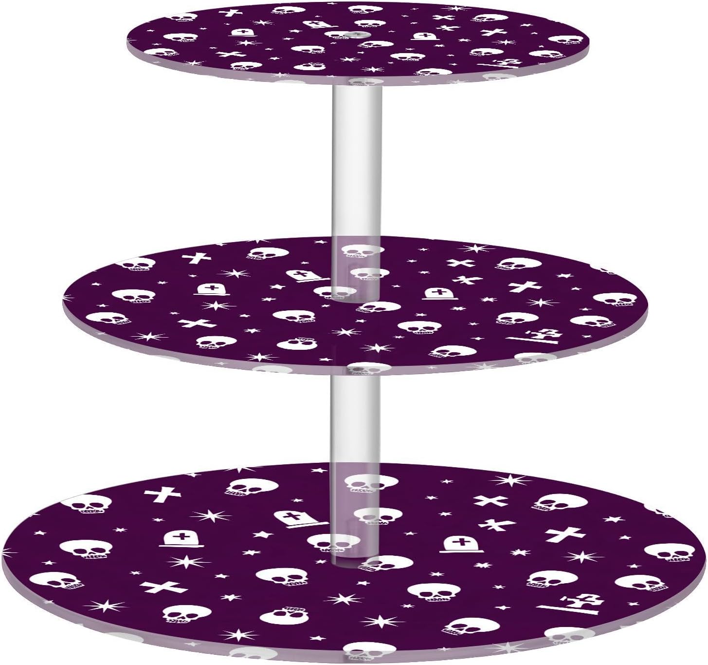 Skull Star Tombstone 3 Tier Acrylic Cupcake Stand, Cupcake Stand for 34 Cupcakes for Weddings, Christmas,Holidays,Parties,Birthday,Printed Cupcake Tower 23300229