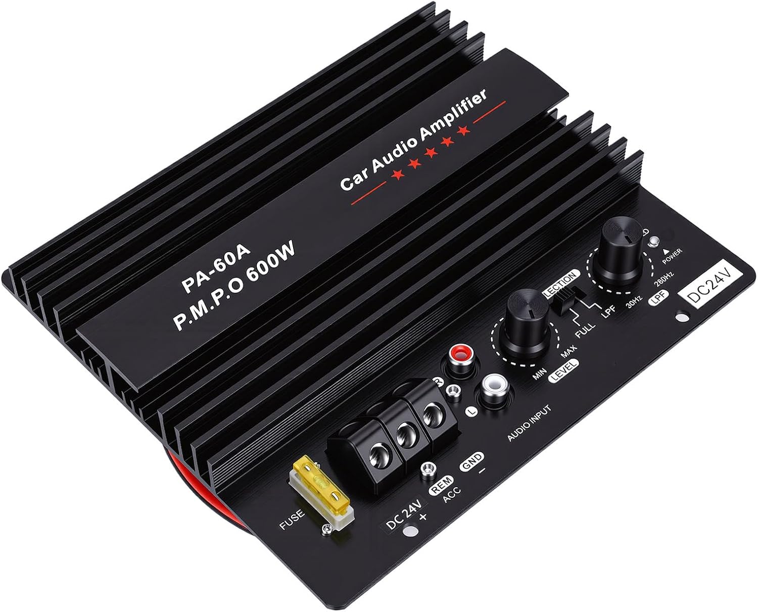 Fabater Car Audio Amplifier Board, 24V 600W Subwoofer Bass Module, Aluminum Alloy High Power Mono Channel Amp Panel, Lossless Bass Sub woofer Board for Home DIY Wireless Speakers