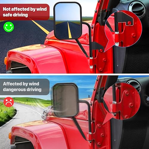 Miniatura 3 de Espejos para Jeep puertas apagadas, espejos laterales con puertas apagadas Compatible con Jeep Wrangler JK, fácil de instalar y más fijo para