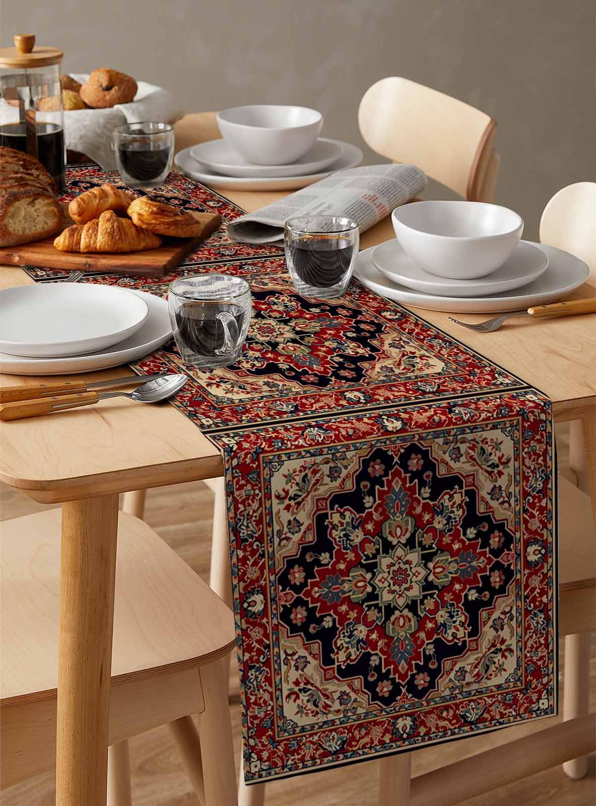 Amazon.com: Vintage Afghan Geometric Stripe Floral Table Runner,Linen  Cotton Dresser Scarves Abstract Ethnic Flower Texture Rectangle Table  Runners Tabletop Scarf for Kitchen Dining Holiday Party,13x90 Inch : Home &  Kitchen