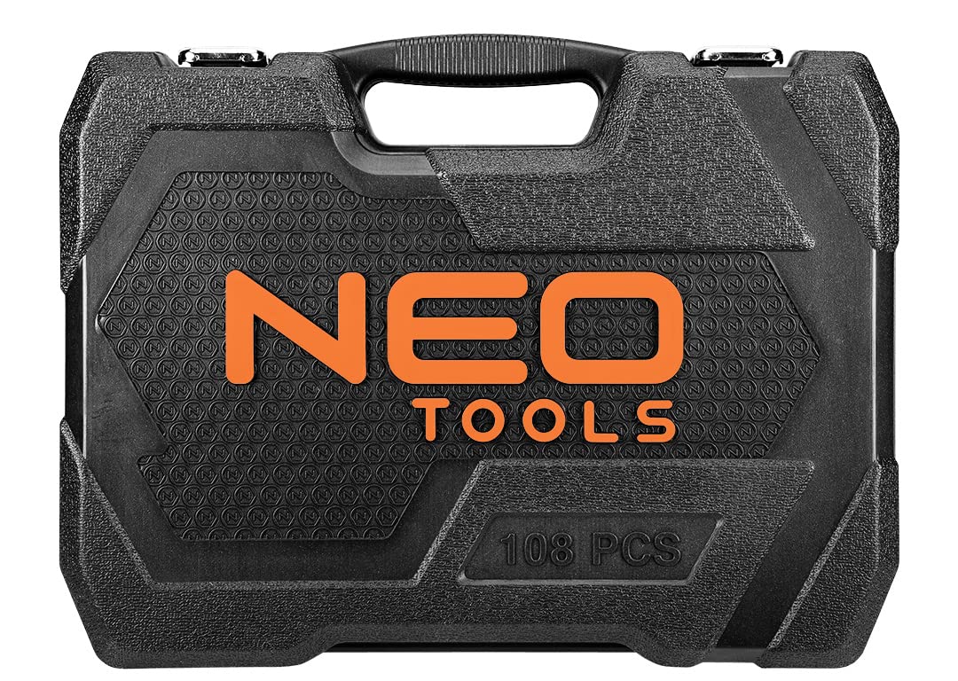 NEO TOOLS Set di chiavi da 108 pezzi da 1/2" 1/4" in robusta valigetta | Set di chiavi a bussola in acciaio CrV, set completo per officina, garage, fai da te