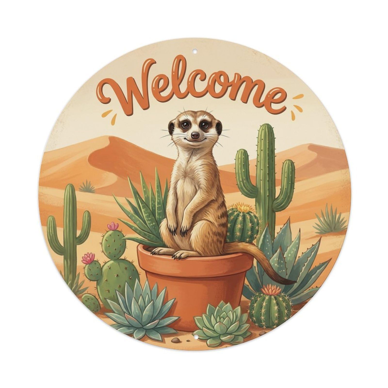 Welcome Meerkat Desert Dune Metal Tin Sign