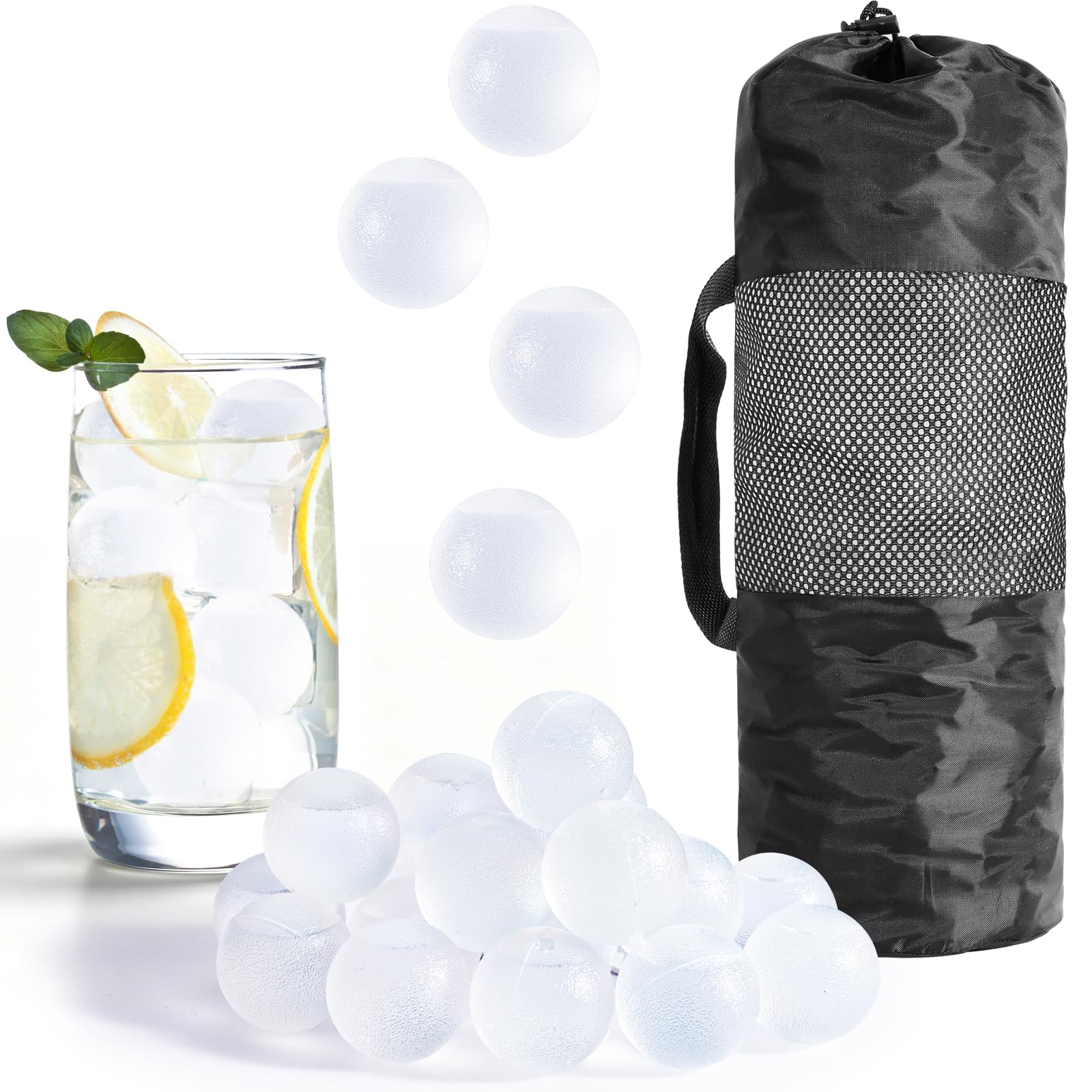 Tngan 380 Pack Reusable Ice Cubes for Drinks, Transparent Round