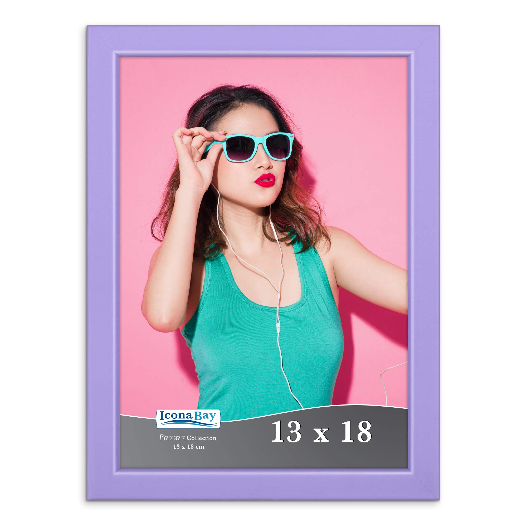 Icona Bay 13x18 Purple Picture Frame, Coloured Solid Wood Scandinavian Style Frame for Photo, Pizzazz Collection