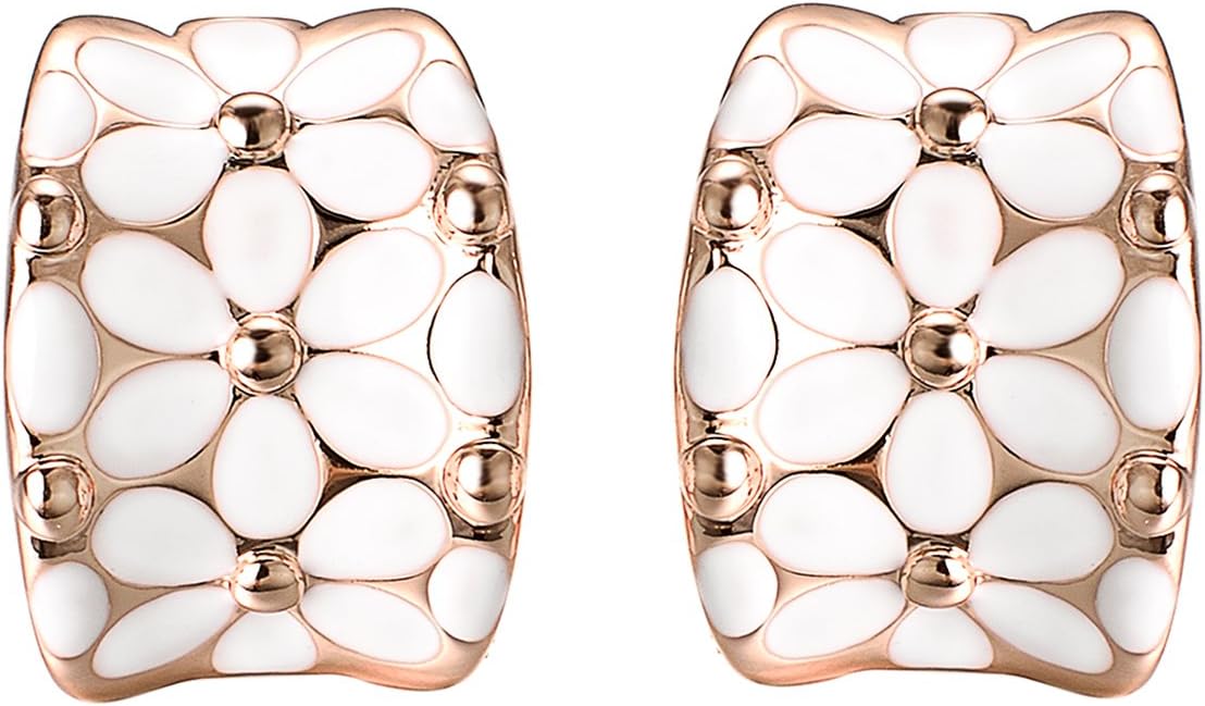 Yoursfs White Flower Clip On Earrings for Women Non Pierced Floral Earrings Elegant Clip On Earrings Rose Gold Jewelry