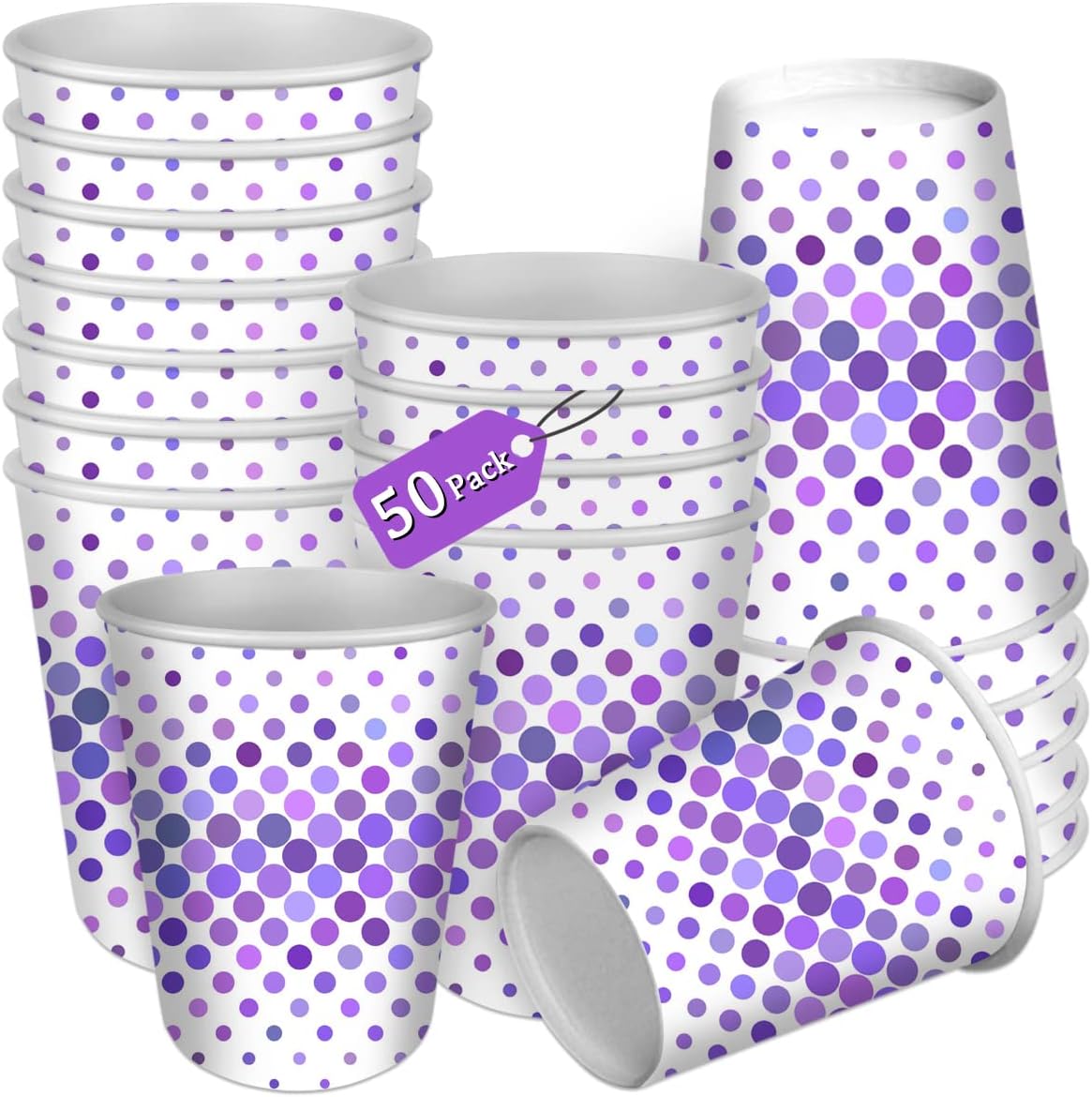 [50 Pack] 8 oz Disposable Paper Cups, Coffee Cups Small 8