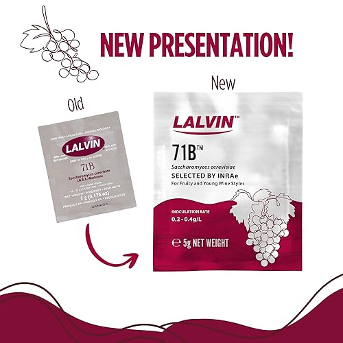 Miniatura 6 de Lalvin 71B Levadura de vino (paquete de 5) - Hacer Mead de Sidra de Vino Kombucha en casa - 0.18 oz Sachets - Saccharomyces cerevisiae - Vendido por