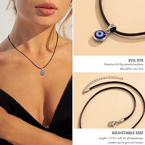 Miniatura 2 de VIBILIA Evil Eye Necklace Sun Pendant Turkish Blue Eye Protection Lucky Necklaces Jewelry Gifts for Men Women (Sun) - Silver