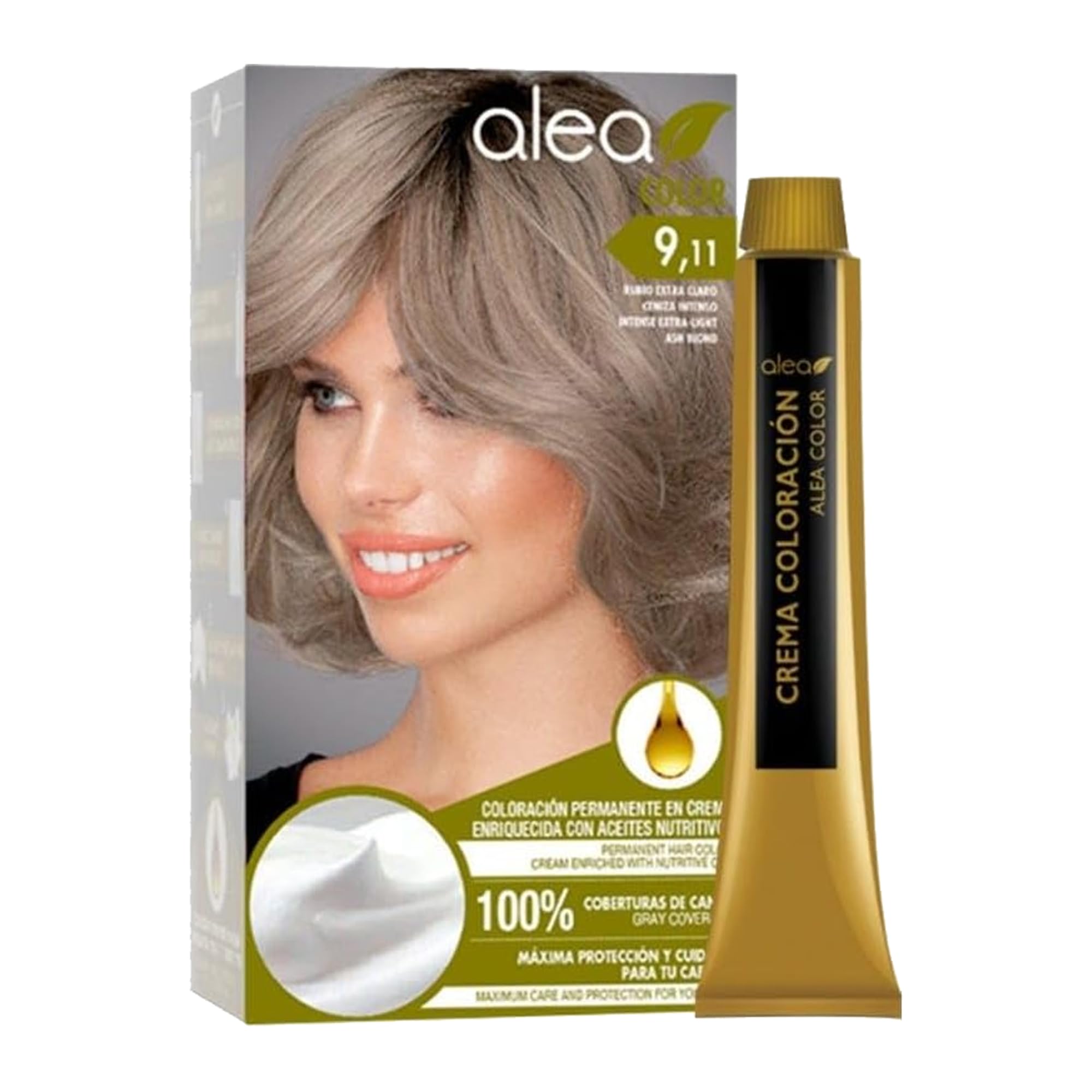 ALEA - Tinte Pelo Mujer - Número 9.11 K - Color Rubio Extra Claro - Coloración Permanente en Crema - con Aceite de Argán y Macadamia - Cobertura de Canas - Máxima Protección y Cuidado