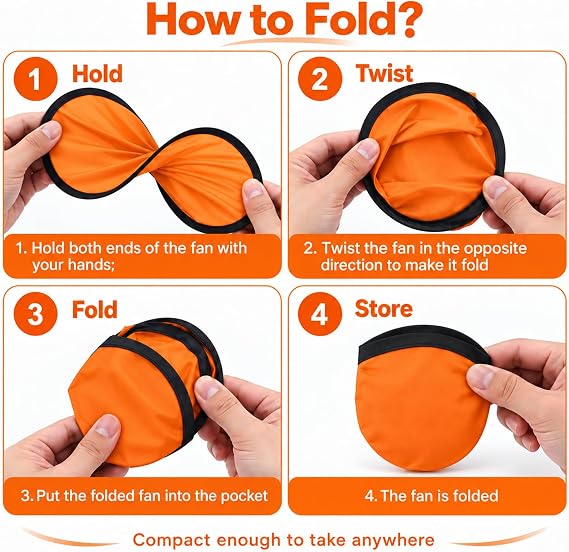 Foldable Flying Disc Fans with Bags,Green, 20 Pack