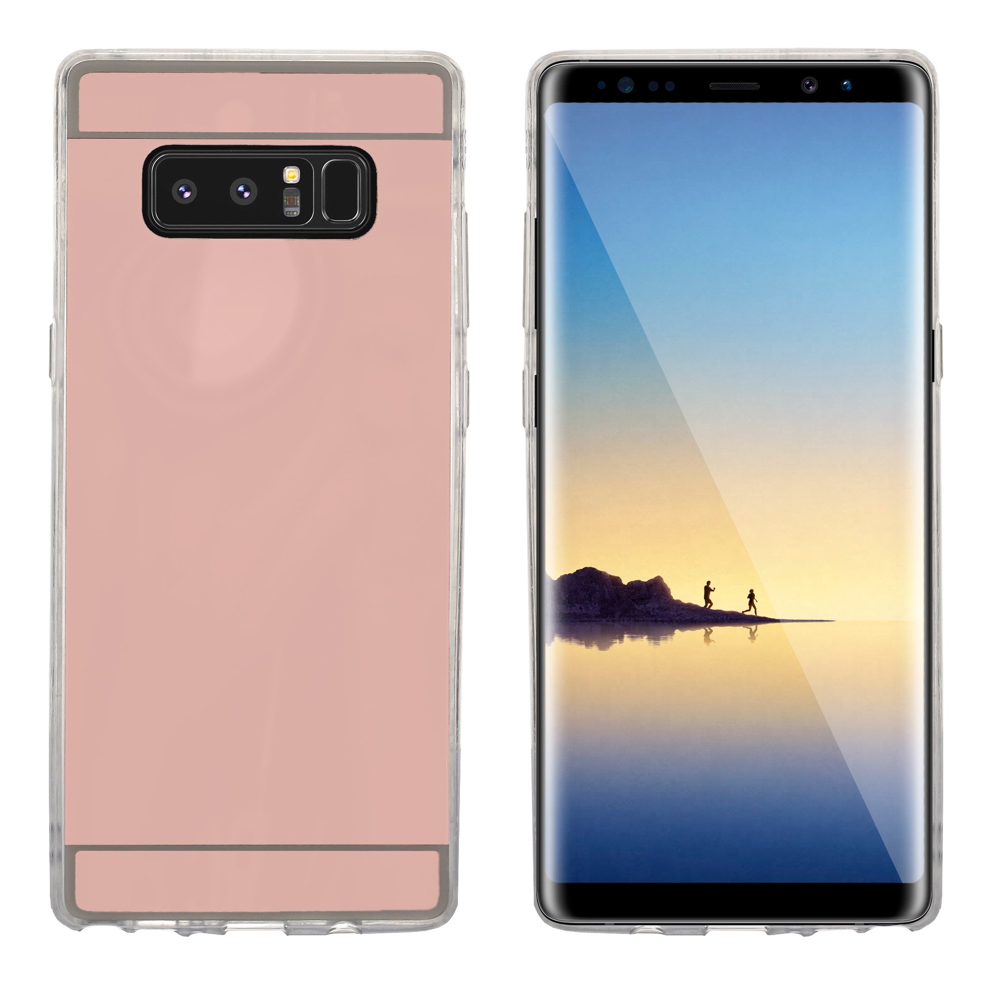 Galaxy Note 8 Case, Customerfirst [Reflection Guard Series] Luxury Mirror Back Slim Shock-Absorption TPU Protective Case for Samsung Galaxy Note 8+Emoji Keychain (Rose Gold)