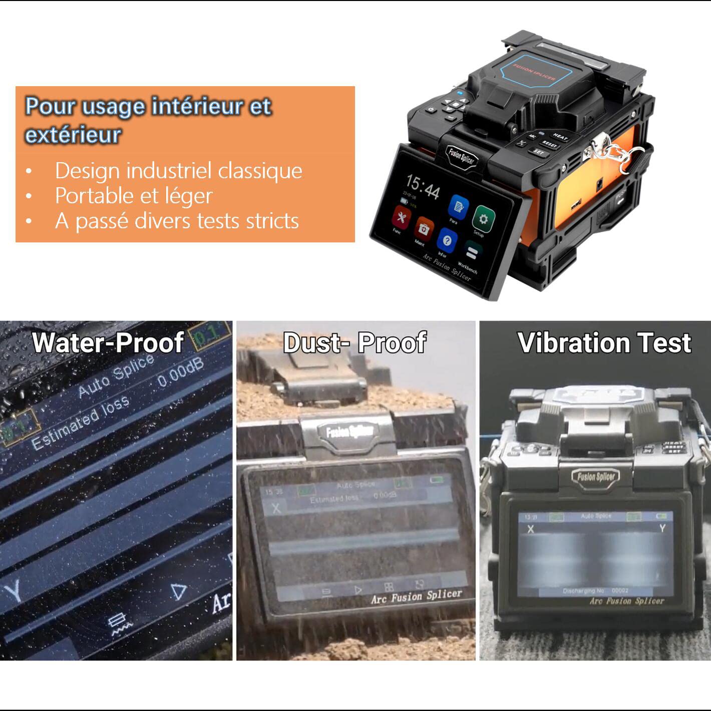 Soudeuse Fibre Optique Fusion Splicer X800 avec Alignement Coeur à Coeur pour les projets de MAN Télécommunication FTTx Épisseuse de fusion automatiques avec grande batterie