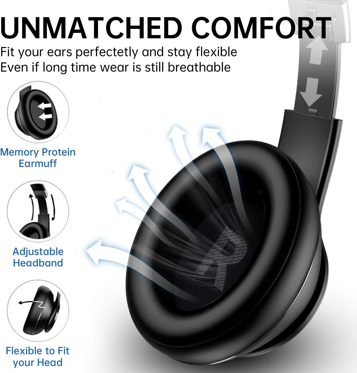 Picun B27 Headphones charging port and controls