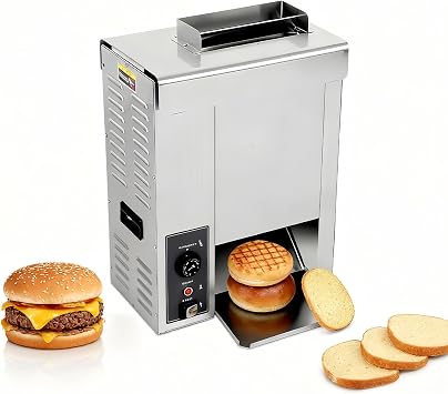Commercial Small Hamburger Buns Toaster Stainless Steel Bread Toasting Machine with Adjustable Temperature and Thickness 2000W 50C-300C