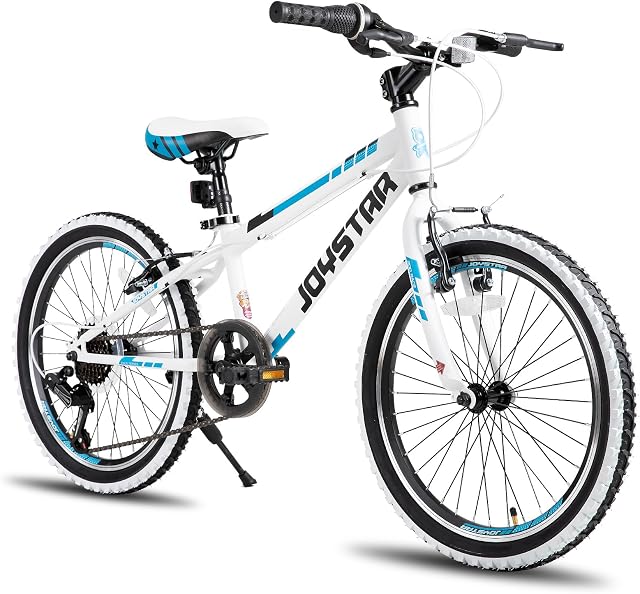 JOYSTAR Lubbock 20 24 Vélo enfant de pouce pour les garçons & Filles Âge 7-12 ans Hardtail VTT pour les enfants avec 1-Speed/7-Speed Automobile, Pneus muraux blancs, Vélo pour enfants