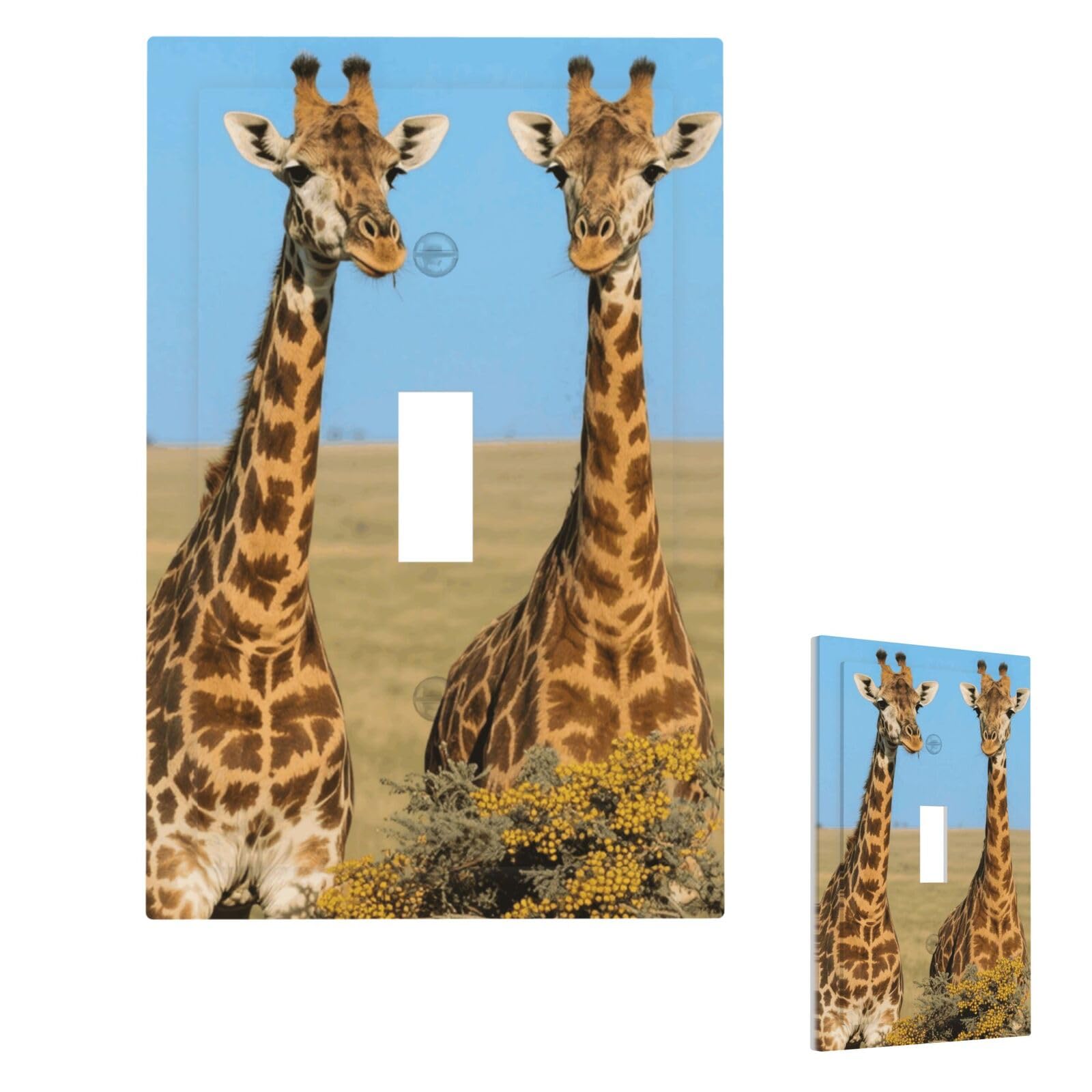 Two Giraffes Wall Plate Cover Modern Decorative 1 Gang Light Switch Cover Unbreakable Receptacle Outlet Covers For Living Room Bedroom Home Decor Single Toggle