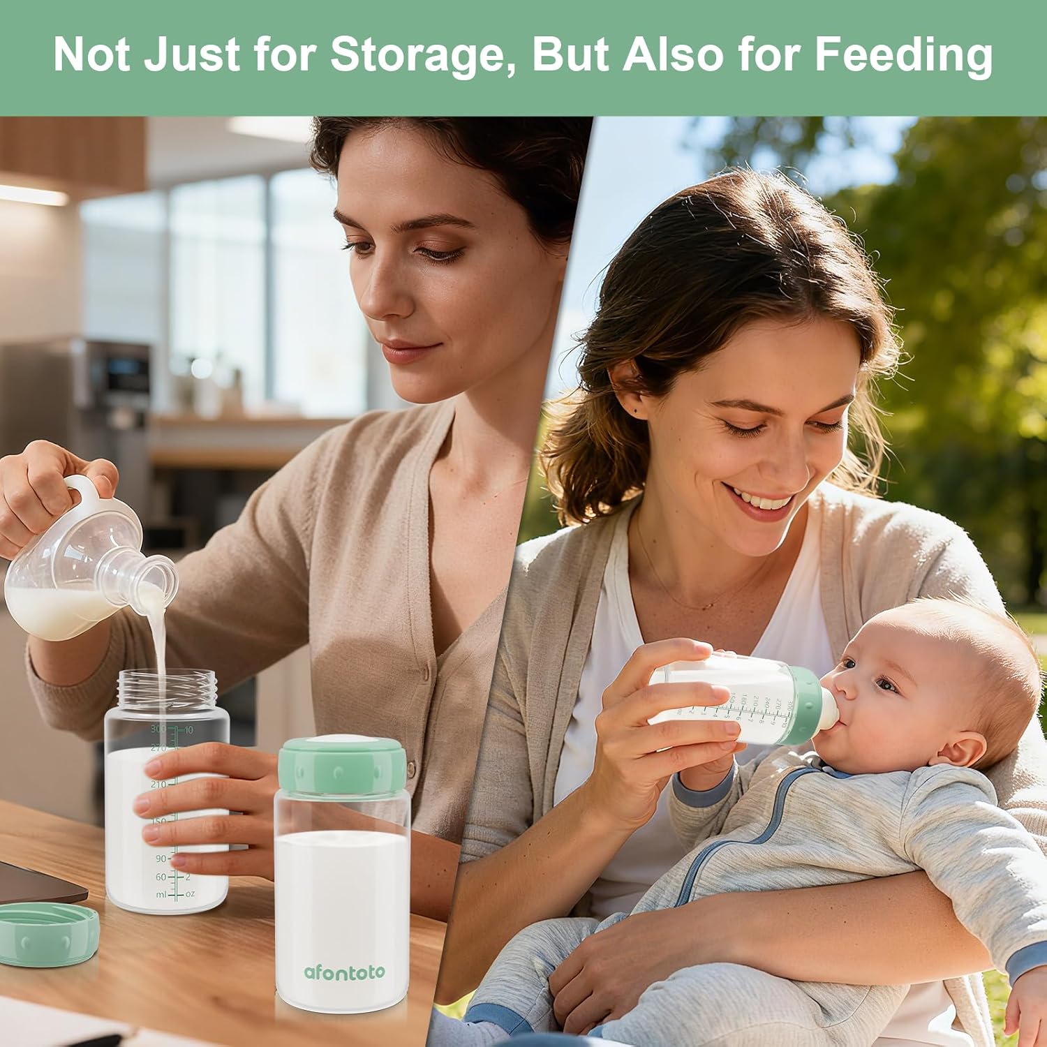 6PCS Breastmilk Storage Bottle for Momcozy Breast Milk Cooler, Wide-Neck Baby Bottles for Pumping Fit Spectra Flange, Spectra Collection Bottles for Fridge, Breastfeeding Essential, 10 oz